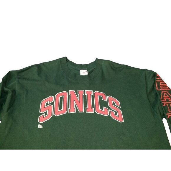 Vintage Seattle Supersonics 90s Long Sleeve Tshirt Men Sz XXL NBA Pro Player Dou - Picture 2 of 8